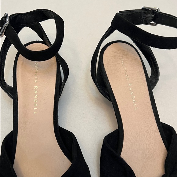 LOEFFLER RANDALL ANKLE STRAP SANDAL HEELS BLACK SUEDE WITH BOW 7.5 - Picture 2 of 12